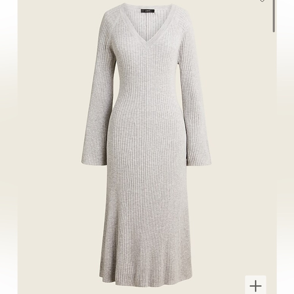 J. Crew v neck ribbed midi sweater dress M nwt